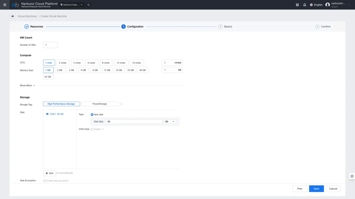 Şekil 4 — Adım 2: Configuration (Compute ve Storage)